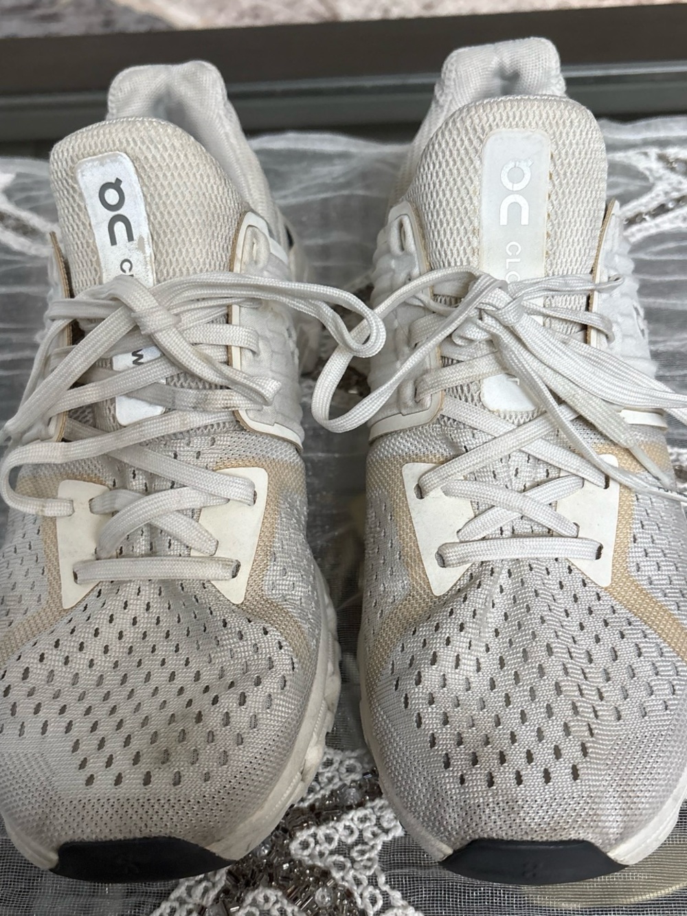 On Running Neutral Beige Lace-Up Running Sneakers